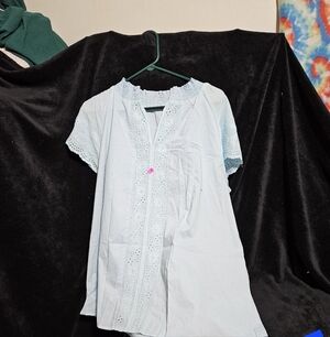 Light Blue Eyelet Peasant Blouse